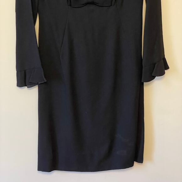 1960s Vintage M mid century modern midi dress scalloped button black business - Picture 3 of 7